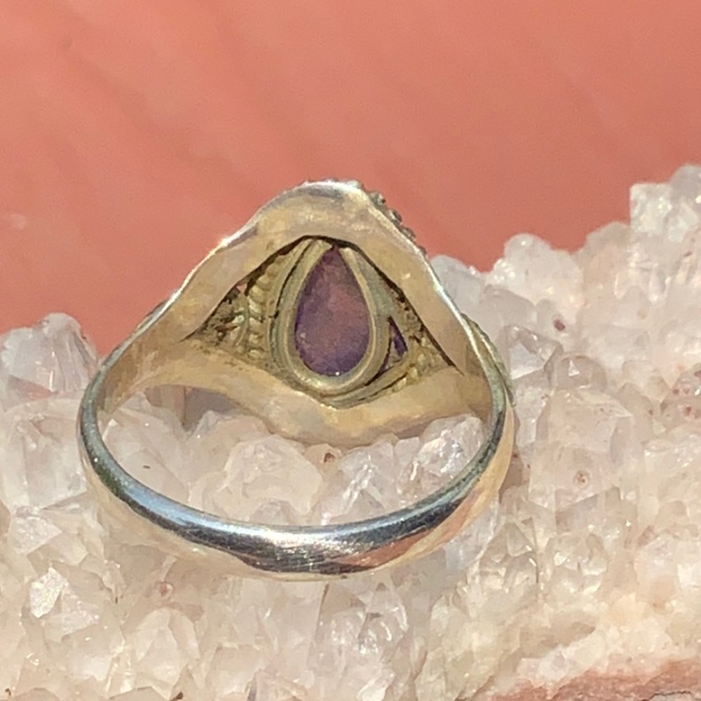 BOUTIQUE ROUGH AMETHYST 925 SILVER RING, SIZE 8 - Picture 4 of 11
